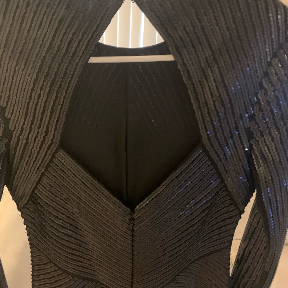 Express Black Sequence Long Sleeve Dress